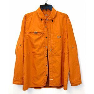 Under Armour Men’s Heat Gear LS Button Down Shirt  Sz Large Vented Neon Orange